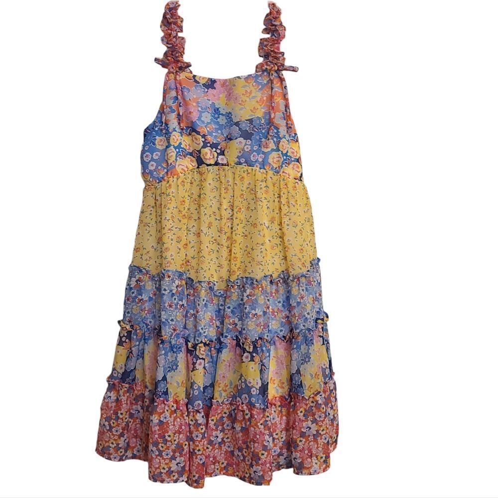 Jona Michelle Dress Tiered Chiffon Fully Lines Size 10
